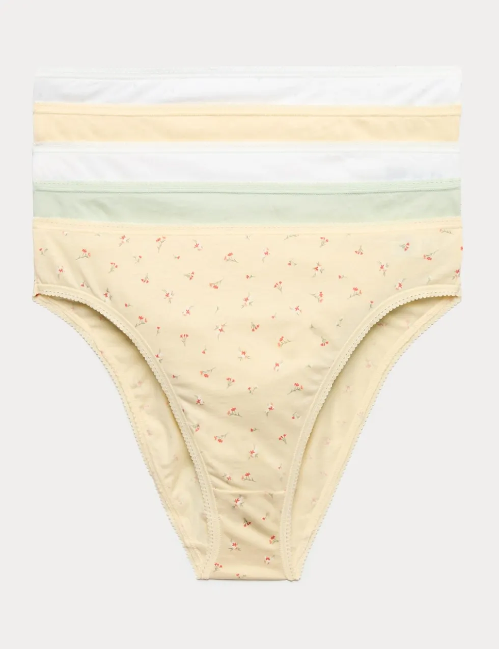 5pk Pure Cotton High Leg Knickers