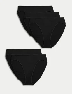 5pk Pure Cotton High Leg Knickers
