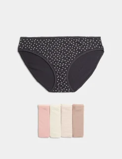 5pk Pure Cotton Printed Bikini Knickers