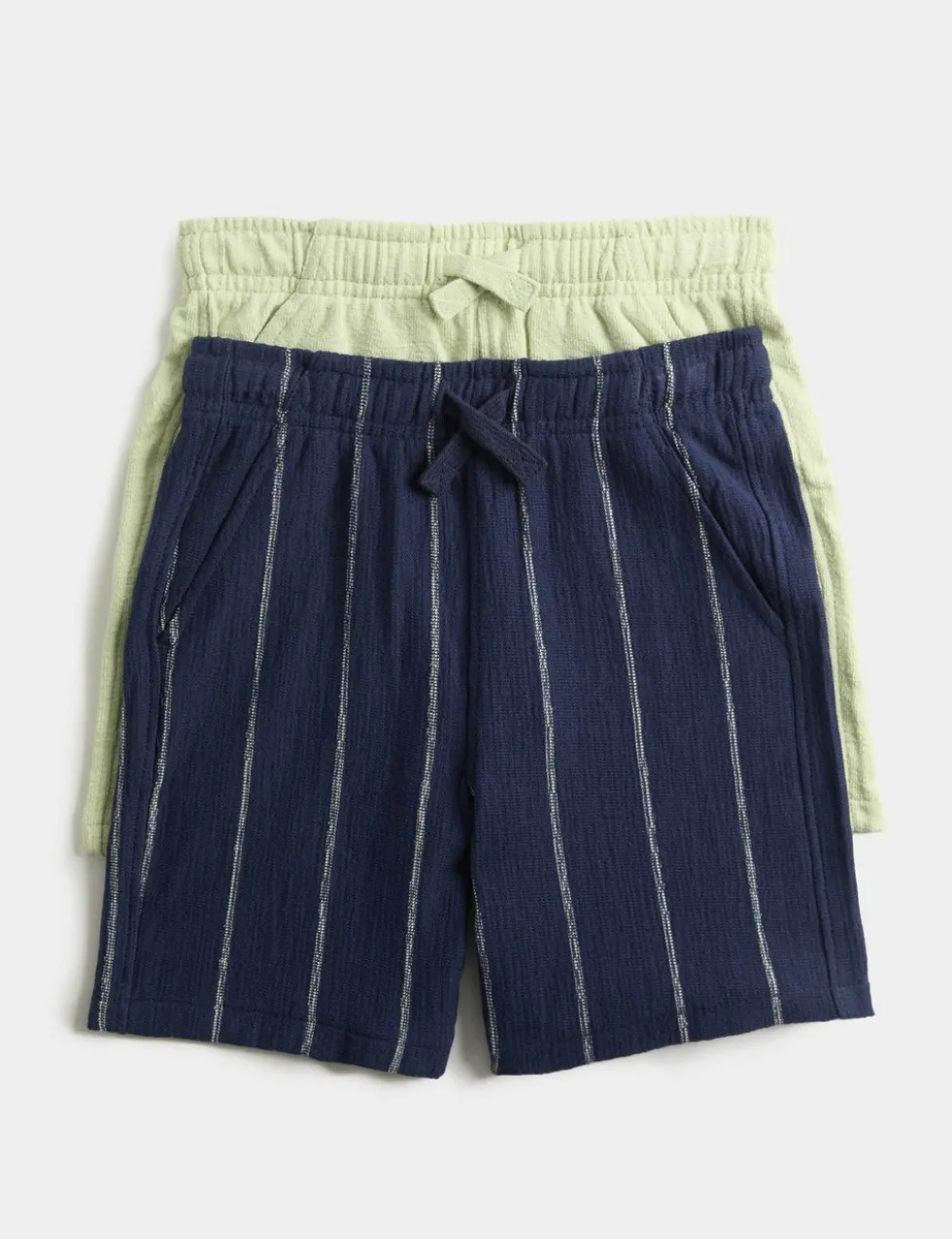 2pk Pure Cotton Textured Shorts (2-8 Yrs)