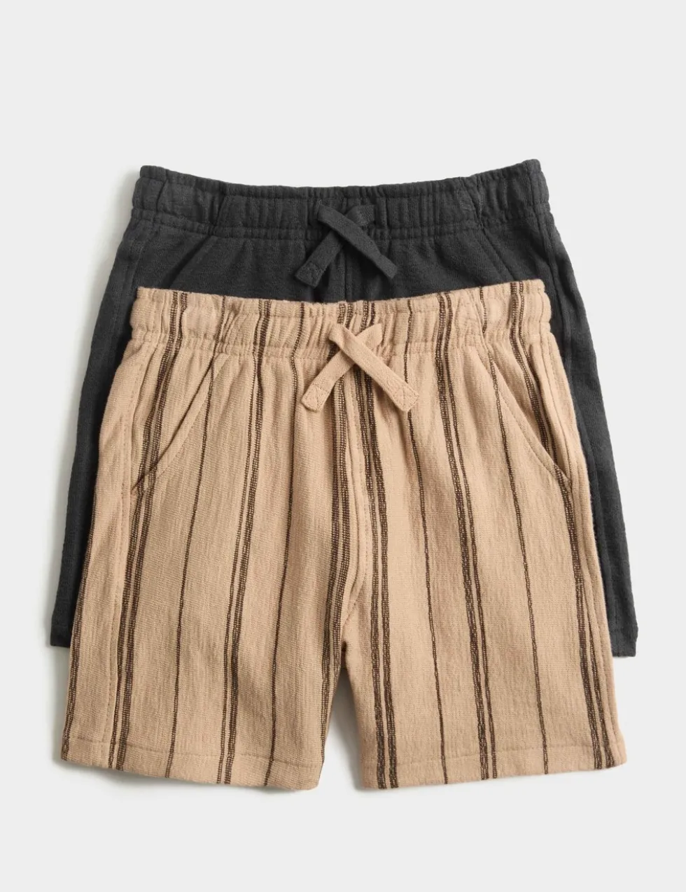 2pk Pure Cotton Textured Shorts (2-8 Yrs)