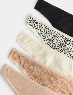 5pk Pure Cotton Thongs