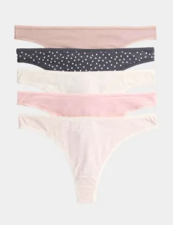 5pk Pure Cotton Thongs