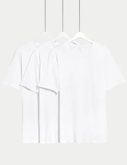 3pk Slim Fit Pure Cotton Crew Neck T-Shirts