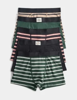 5pk Striped Cotton with Stretch Trunks (5-16 Yrs)