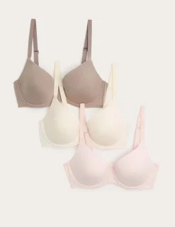 3pk Wired Full Cup T-Shirt Bras A-E