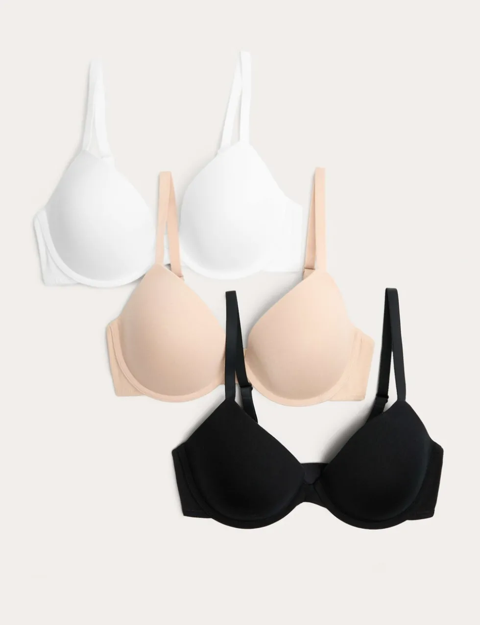 3pk Wired Plunge T-Shirt Bras A-E