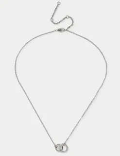 Platinum Plated Twin Circle Necklace