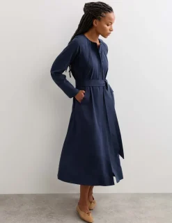 Pleat Detail Midi Dress