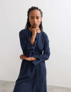 Pleat Detail Midi Dress