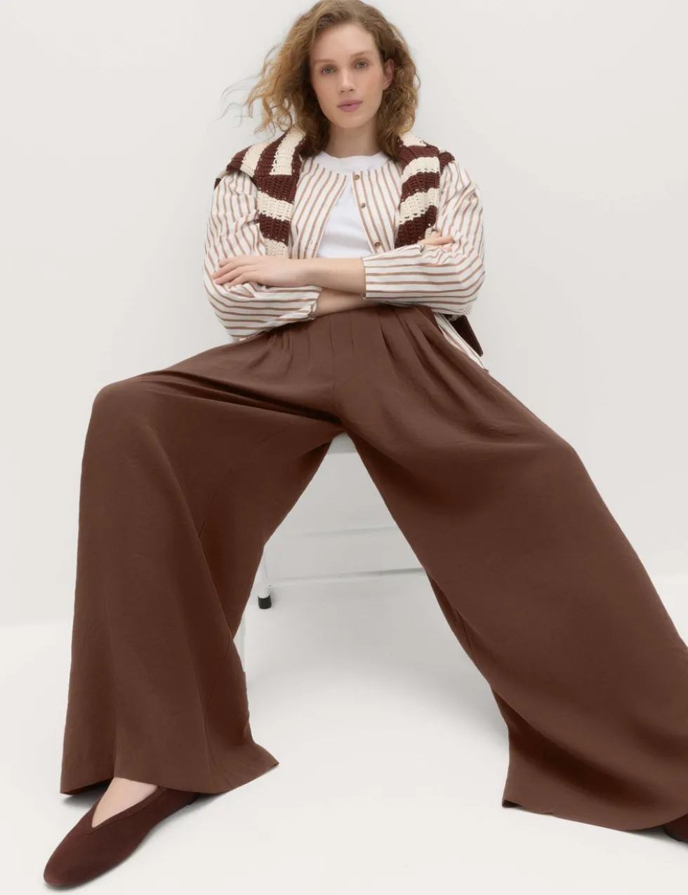 Pleat Front Palazzo Trousers