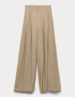 Pleat Front Palazzo Trousers