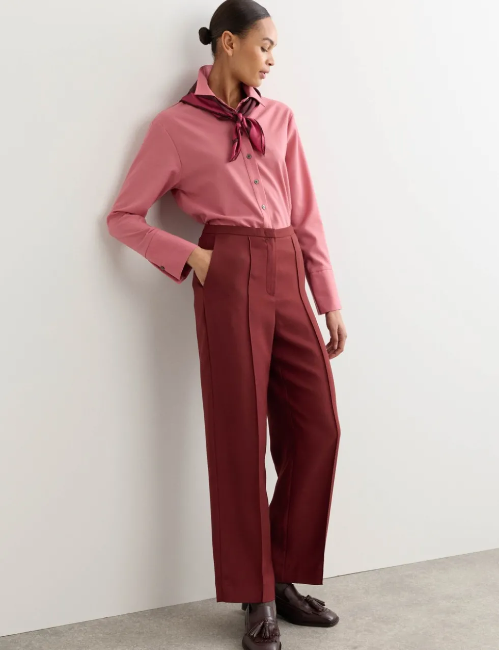 Pleat Front Straight Leg Trousers