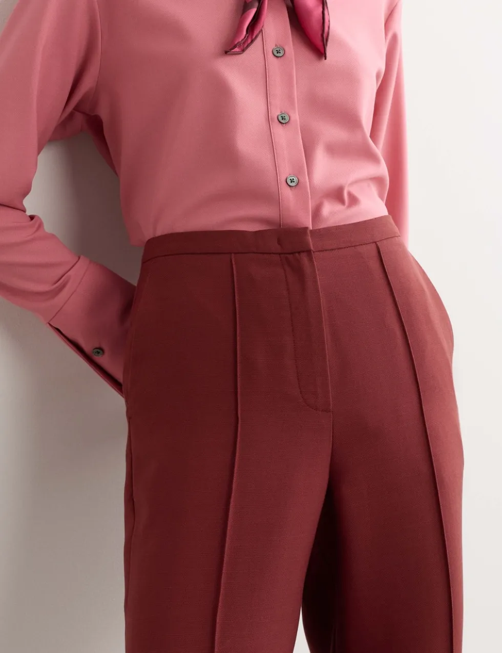 Pleat Front Straight Leg Trousers
