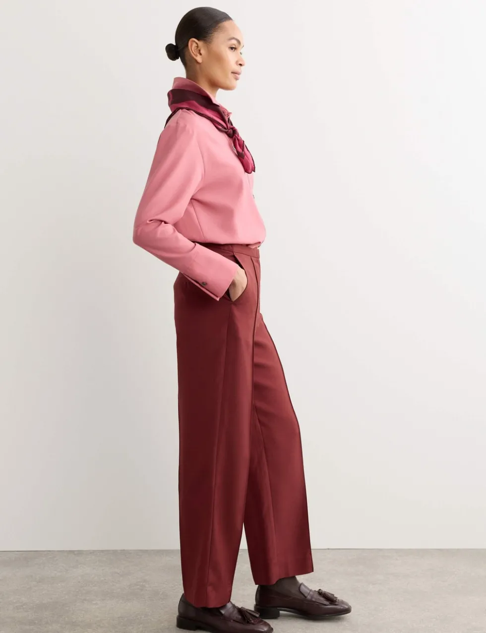 Pleat Front Straight Leg Trousers