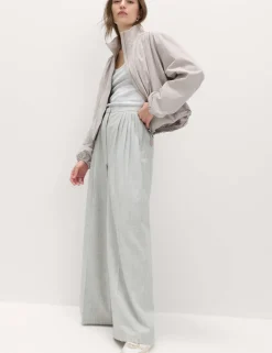 Pleat Front Wide Leg Palazzo Trousers