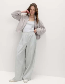 Pleat Front Wide Leg Palazzo Trousers