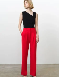 Pleat Front Wide Leg Trousers