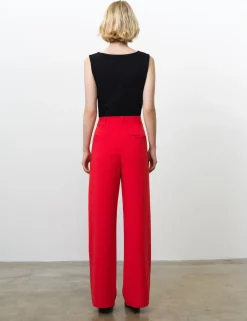 Pleat Front Wide Leg Trousers