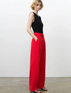 Pleat Front Wide Leg Trousers