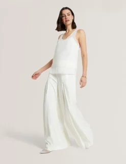 Pleat Front Wide Leg Trousers