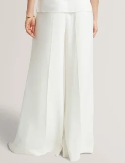 Pleat Front Wide Leg Trousers
