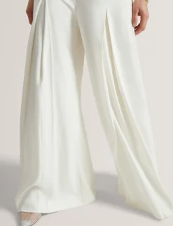 Pleat Front Wide Leg Trousers