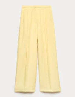 Pleat Front Wide Leg Trousers
