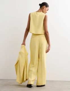 Pleat Front Wide Leg Trousers