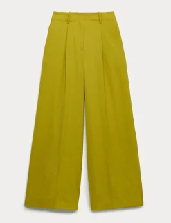 Pleat Front Wide Leg Trousers