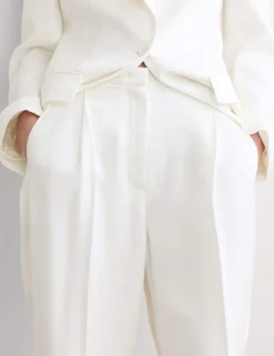 Pleat Front Wide Leg Trousers