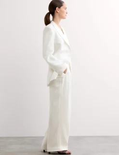 Pleat Front Wide Leg Trousers