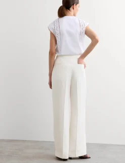 Pleat Front Wide Leg Trousers