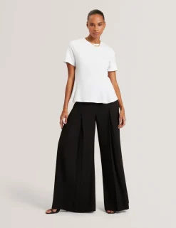 Pleat Front Wide Leg Trousers