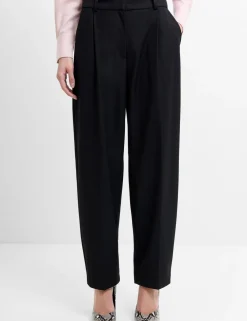 Pleated Barrel Leg Ankle Grazer Trousers