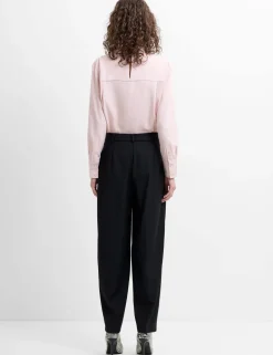 Pleated Barrel Leg Ankle Grazer Trousers
