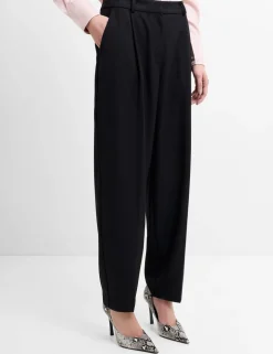 Pleated Barrel Leg Ankle Grazer Trousers