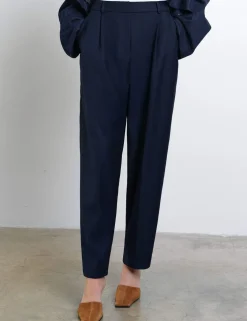 Pleated Barrel Leg Ankle Grazer Trousers