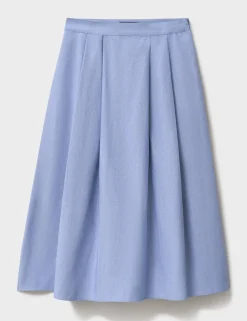 Pleated Midi Skirt with Linen