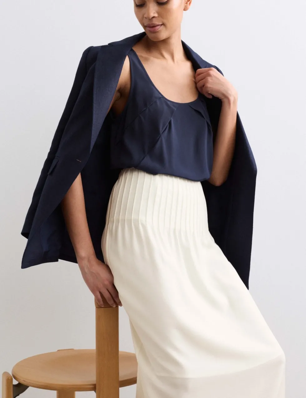 Pleated Midi Straight Skirt