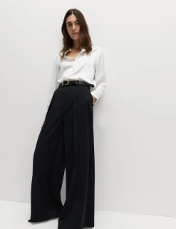 Pleated Wide Leg Trousers
