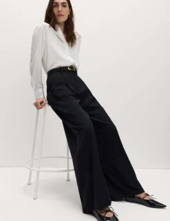 Pleated Wide Leg Trousers
