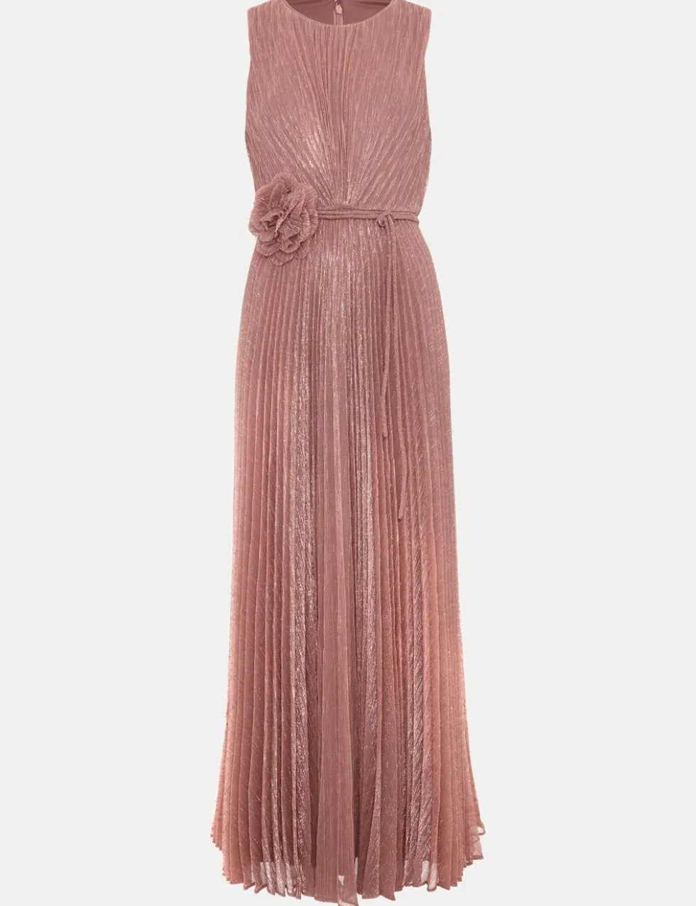 Plisse Metallic Midi Waisted Dress