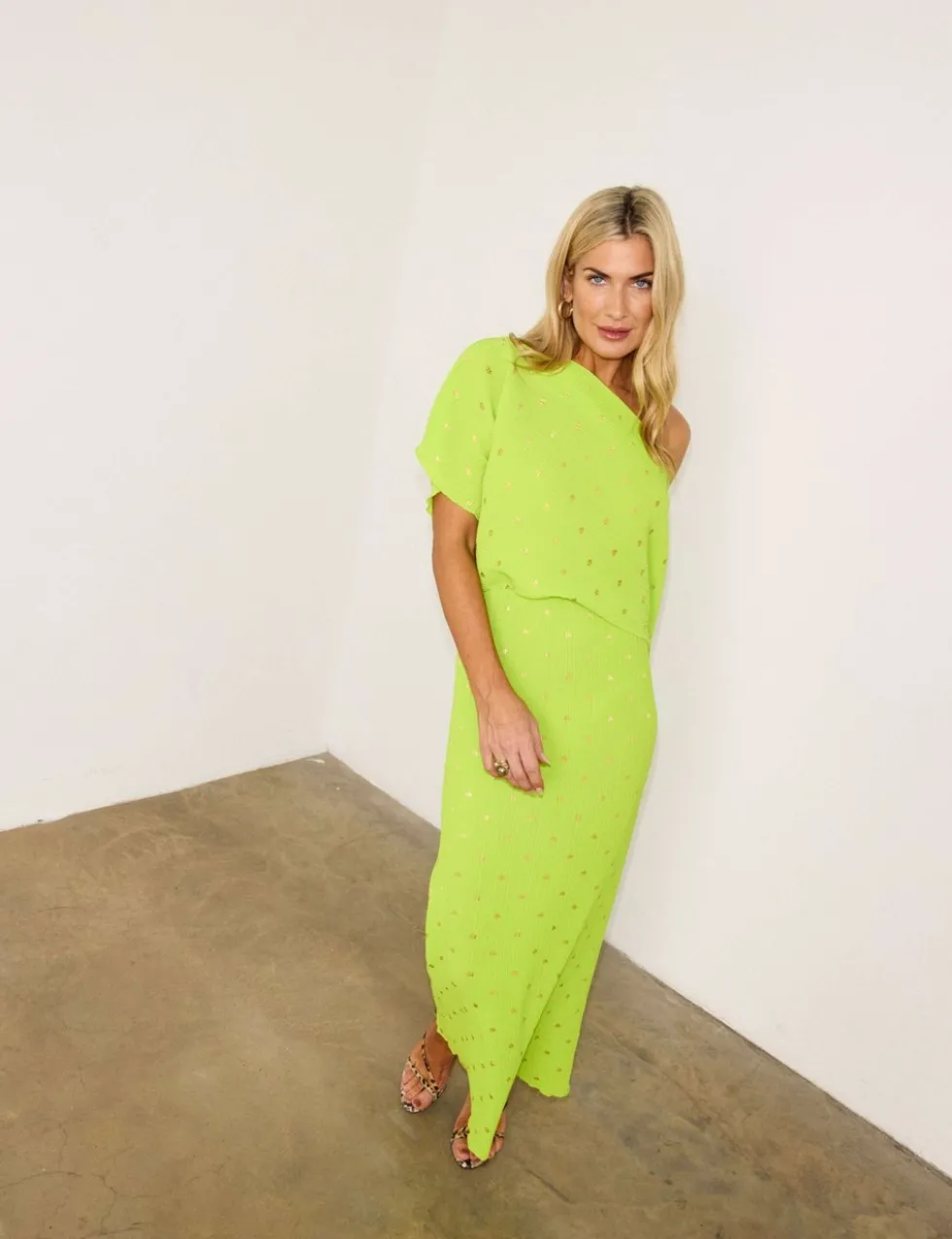 Plisse One Shoulder Midaxi Waisted Dress
