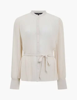 Plisse Waisted Military Blouse