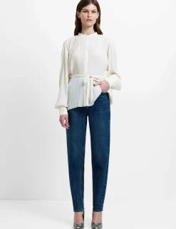 Plisse Waisted Military Blouse