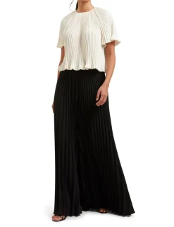 Plisse Wide Leg Trousers