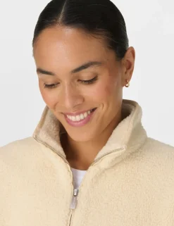 Plush Half Zip Funnel Neck Fleece Jacket