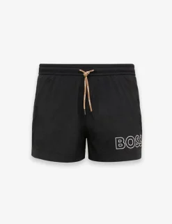 Pocketed Quick Dry Logo Graphic Swim Shorts