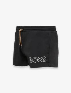 Pocketed Quick Dry Logo Graphic Swim Shorts